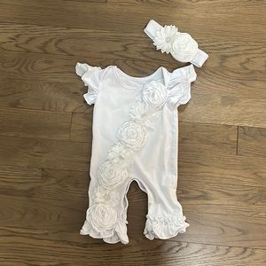 Baby Girl Baptism Party Outfit and Headband